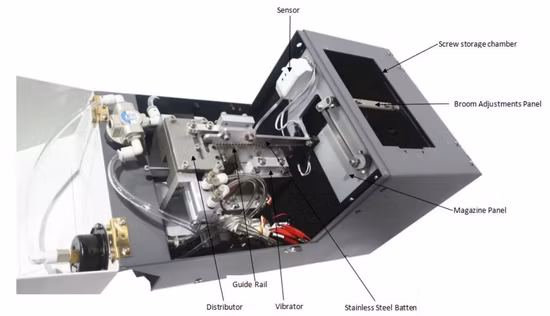 Máquina de fixação robótica de alimentação por sopro de parafuso de mesa com gabinete e sensor de cortina / ferramenta elétrica / alimentador automático / robô de fixação